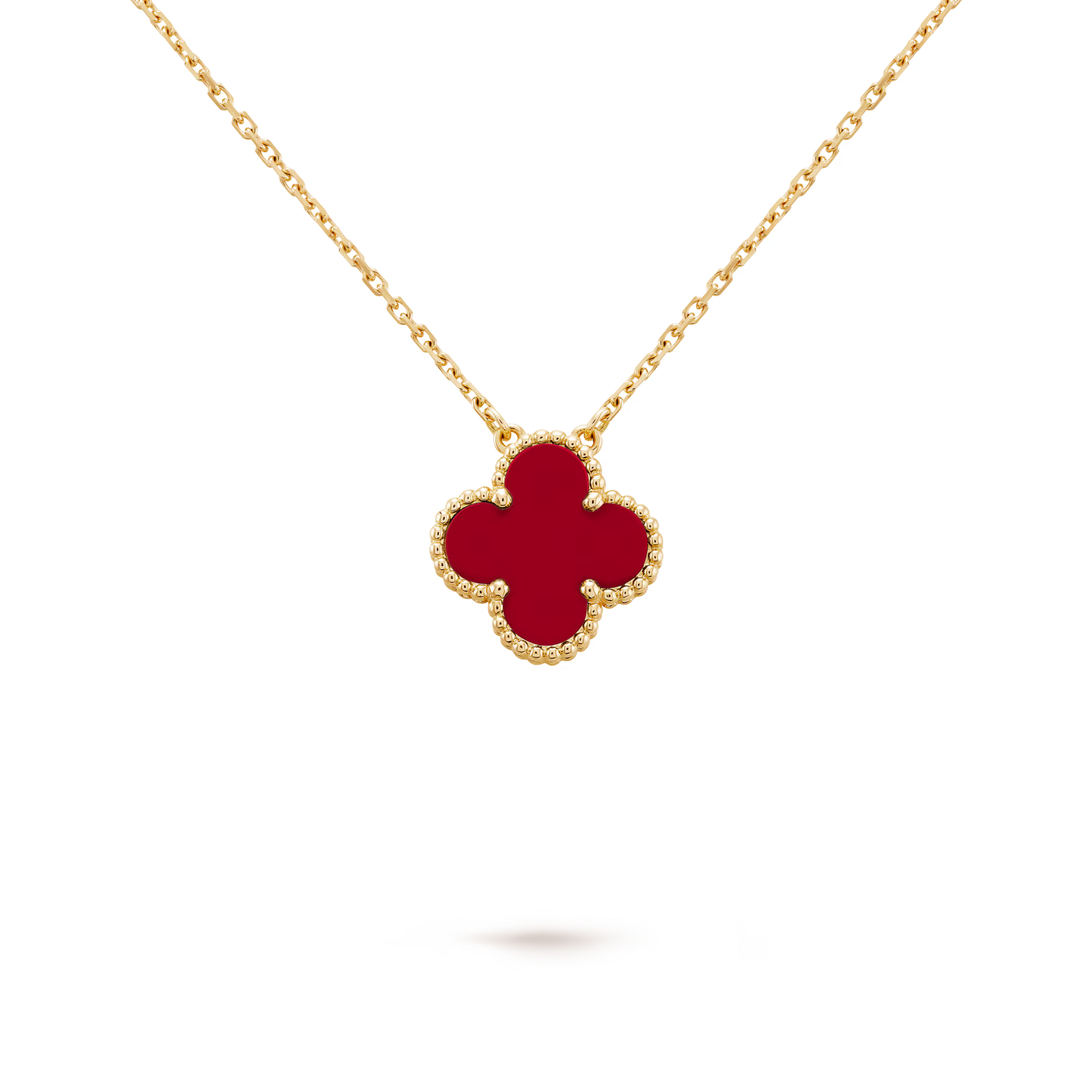 One Motif Red Carnelian Alhambra necklace (18k)