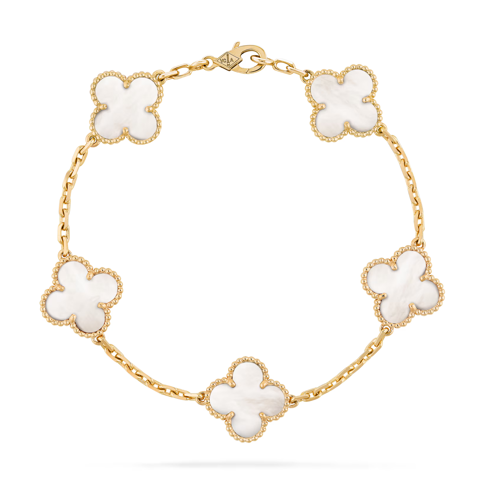 5 Motif Alhambra style mother of pearl Bracelet (18k)