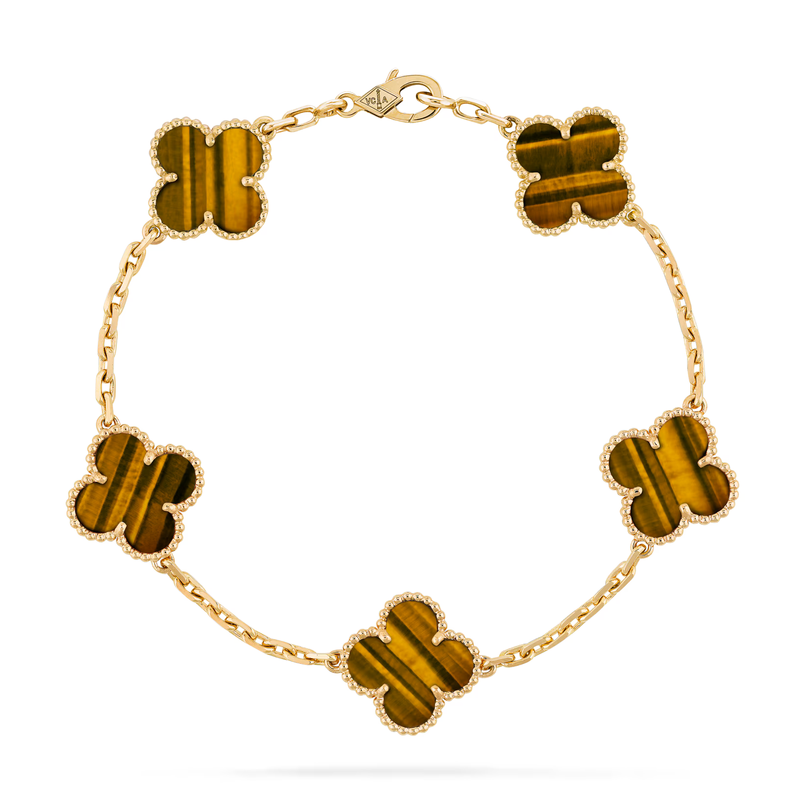 5 Motif Alhambra style tigers eye Bracelet (9k)